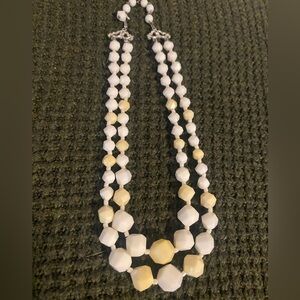 Vintage White and Cream Beaded Necklace